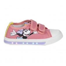 ZAPATILLA LONETA SUELA PVC CON LUCES ALGODÓN MINNIE