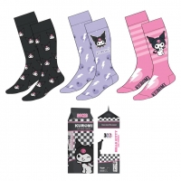 SOCKS PACK 3 PIECES HELLO KITTY KUROMI