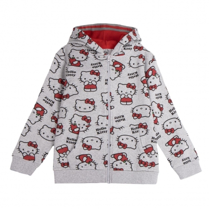 SUDADERA CON CAPUCHA COTTON BRUSHED CREMALLERA HELLO KITTY