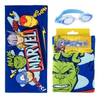 TOALLA SET GAFAS NATACIÓN AVENGERS