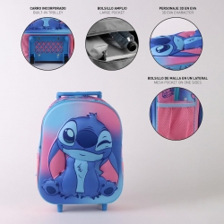 MOCHILA INFANTIL TROLLEY 3D STITCH