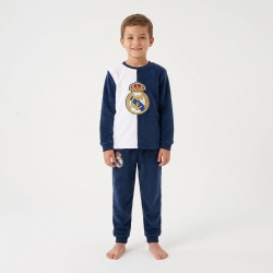PIJAMA LARGO CORAL FLEECE APLICACIONES REAL MADRID