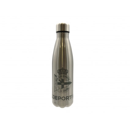 Deportivo de la Coruña Botella de Acero de Doble Pared Color Plata Deportivo de la Coruña Botella de Acero de Doble Pared Color Plata