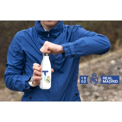 Real Madrid Botella Personalizable Blanca de Acero 550ml Letra T