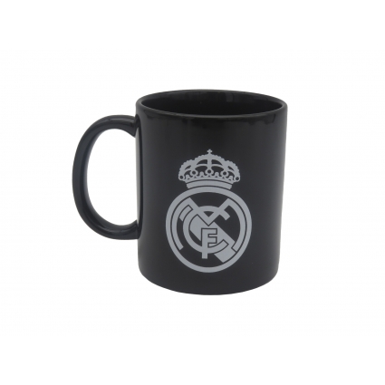 Real Madrid Taza Cerámica Negra con Escudo Blanco en Caja