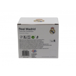 Real Madrid Taza Cerámica Negra con Escudo Blanco en Caja