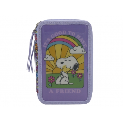 Snoopy Plumier 3 Pisos con Material Escolar