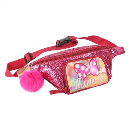 Riñonera Minnie Mouse glitter rosa