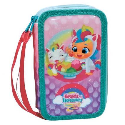 Plumier 3 Pisos con Material Escolar Bebes Llorones