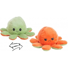 Reversible Octopus Plush Toy 24cm green-orange