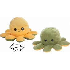 Reversible Octopus Plush Toy 24cm yellow-green