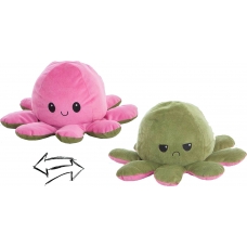 Reversible Octopus Plush Toy 24cm pink-green