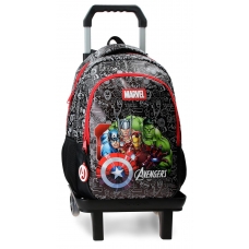 Mochila Adaptable con Carro 42cm Marvel Team Avengers Negro