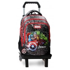 Mochila Adaptable con Carro 42cm Marvel Team Avengers Negro