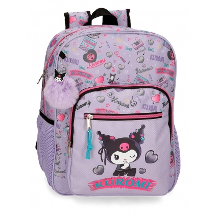Mochila Escolar Sanrio Kuromi Retropop 38 cm Adaptable a Carro Morado Mochila Escolar Sanrio Kuromi Retropop 38 cm Adaptable a Carro Morado