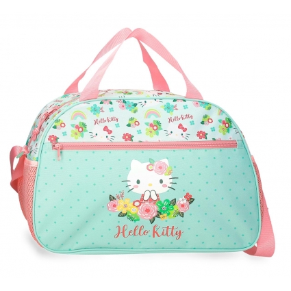 Bolsa De Viaje 28 cm Sanrio Floral Kitty Verde Claro