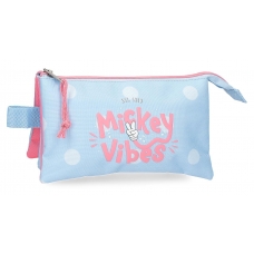 Estuche Mickey vibes tres compartimentos Estuche Mickey vibes tres compartimentos