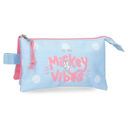 Estuche Mickey vibes tres compartimentos