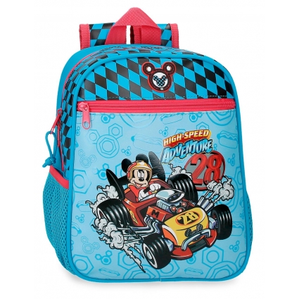 Mochila Escolar 28cm Disney Hight Speed Azul