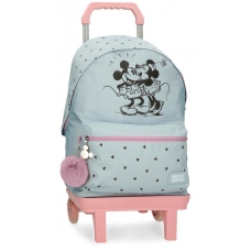 Mochila escolar Mickey y Minnie kisses con portaordenador y carro Mochila escolar Mickey y Minnie kisses con portaordenador y carro
