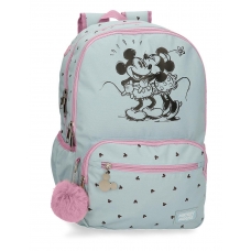 Mochila escolar Mickey y Minnie kisses doble compartimento adaptable a carro Mochila escolar Mickey y Minnie kisses doble compartimento adaptable a carro