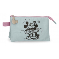 Estuche Mickey y Minnie Kisses Tres Compartimentos