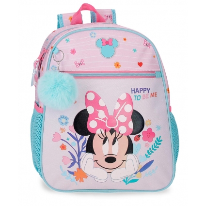 Mochila Escolar 33cm Disney Minnie Happy To Be Me Rosa