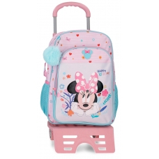 Mochila Adaptable con Carro 40cm Disney Minnie Happy To Be Me Rosa