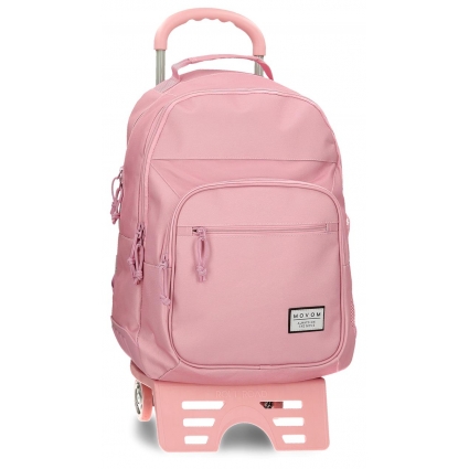 Mochila doble compartimento Movom Always on the move con carro rosa