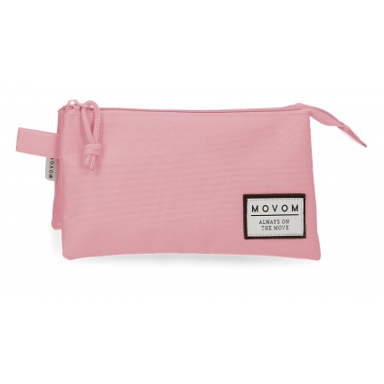 Estuche Movom Always on the move tres compartimentos rosa