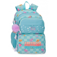 Mochila Escolar 45cm Movom Freedom Turquesa Azul