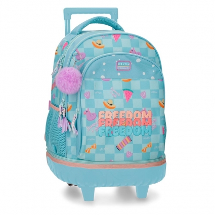 Mochila 2R. 43cm Movom Freedom Turquesa Azul
