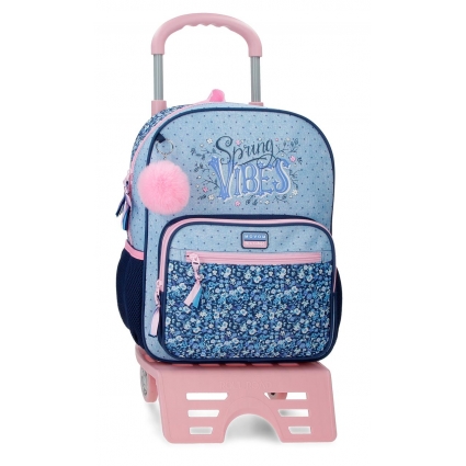 Mochila Escolar Movom Spring Vibes Marino 38 cm con carro Mochila Escolar Movom Spring Vibes Marino 38 cm con carro