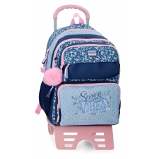 Mochila Escolar dos compartimentos Movom Spring Vibes Mar 45 cm con carro