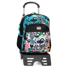 Mochila Adaptable con Carro 40cm Movom Monsters Negro
