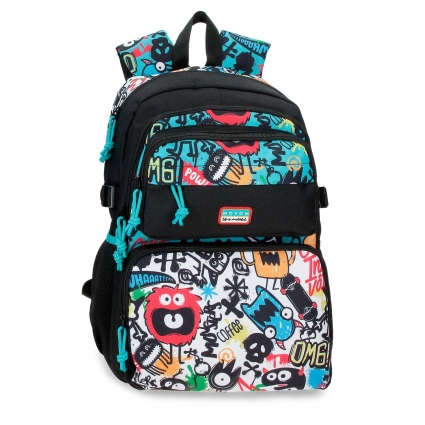 Mochila Escolar 45cm Movom Monsters Negro Mochila Escolar 45cm Movom Monsters Negro