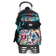 Mochila Adaptable con Carro 45cm Movom Monsters Negro