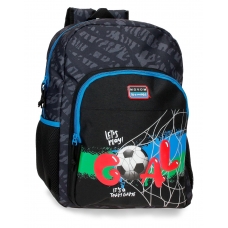 Mochila Escolar Movom Offside Negro 40 cm adaptable a carro