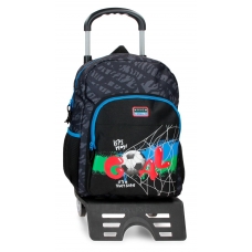 Mochila Escolar Movom Offside Negro 40 cm con carro