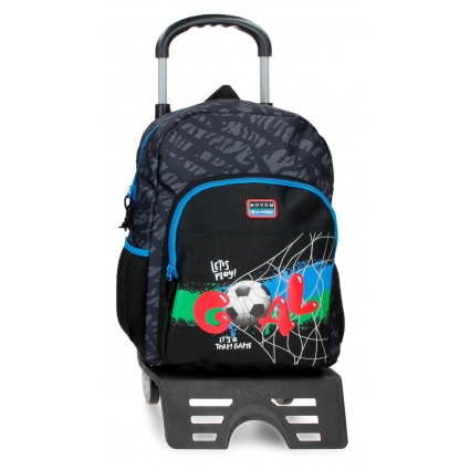 Mochila Escolar Movom Offside Negro 40 cm con carro