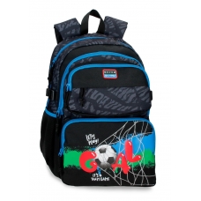 Mochila Escolar dos compartimentos Movom Offside Negro 45 cm adaptable a carro