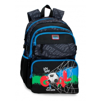 Mochila Escolar dos compartimentos Movom Offside Negro 45 cm adaptable a carro Mochila Escolar dos compartimentos Movom Offside Negro 45 cm adaptable a carro