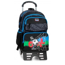 Mochila Escolar dos compartimentos Movom Offside Negro 45 cm con carro