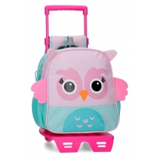 Mochila preescolar Roll Road Happy Pets Owl 25 cm con carro