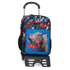 Mochila Escolar Spiderman Wall Crawler 40 cm con carro