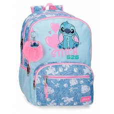 Mochila Escolar doble compartimento Stitch Hearts 44 cm adaptable a carro Mochila Escolar doble compartimento Stitch Hearts 44 cm adaptable a carro