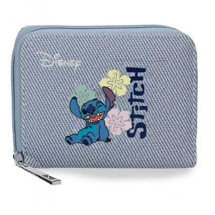 Billetero-monedero Tiki Stitch denim