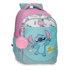 Mochila Escolar tres compartimentos Stitch Little Destruction 42 cm adaptable a carro