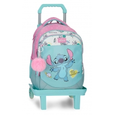 Mochila Escolar tres compartimentos Stitch Little Destruction 42 cm con carro