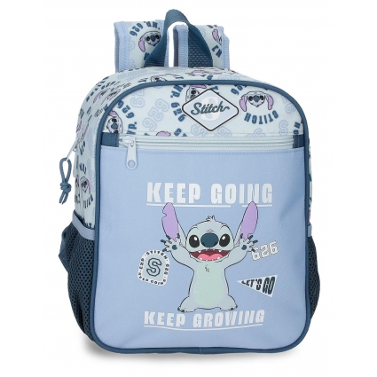 Mochila Escolar 28cm Disney Stitch Keep Going Marino